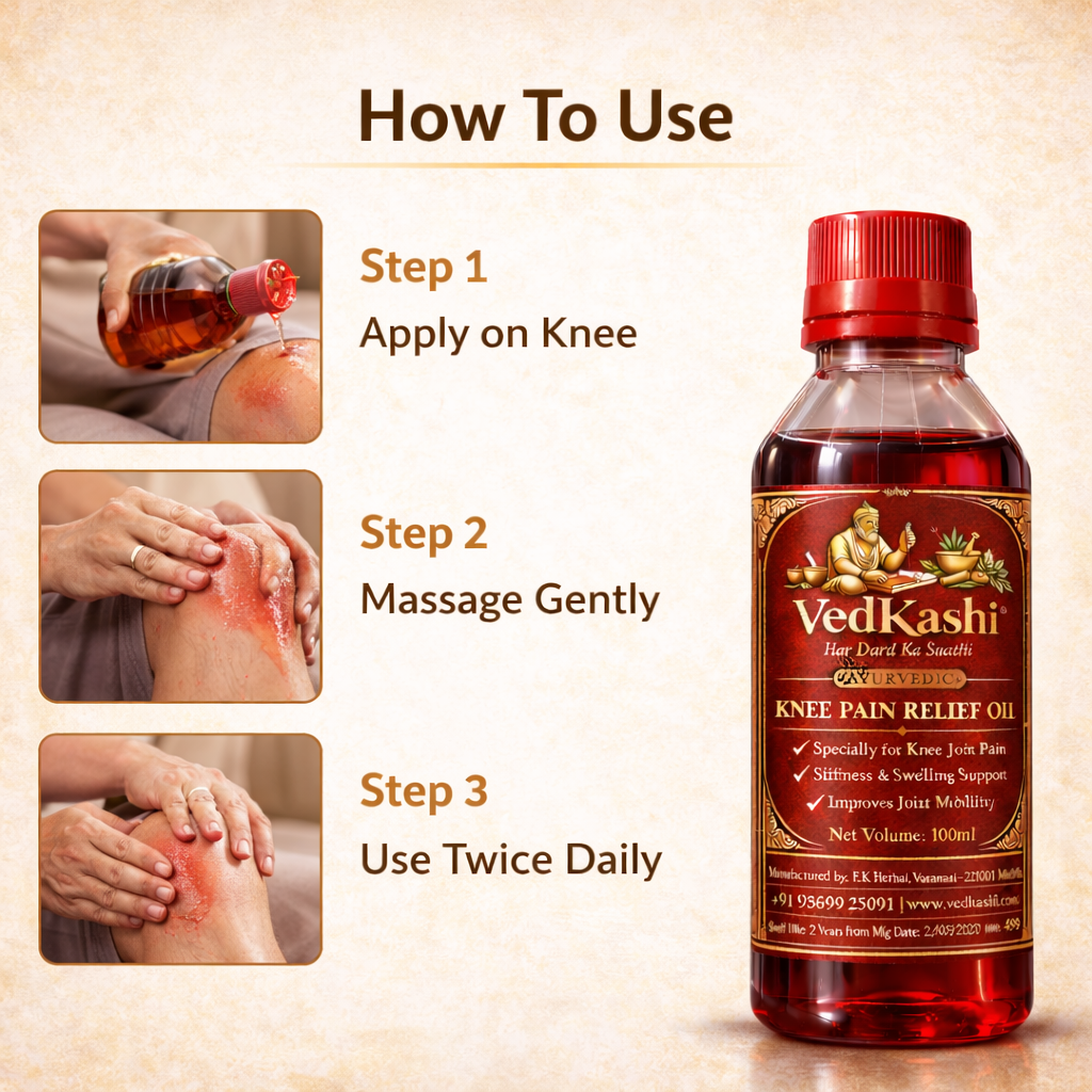 VedKashi Ayurvedic Knee Pain Relief Oil – Pack of 3 (100ml Each)