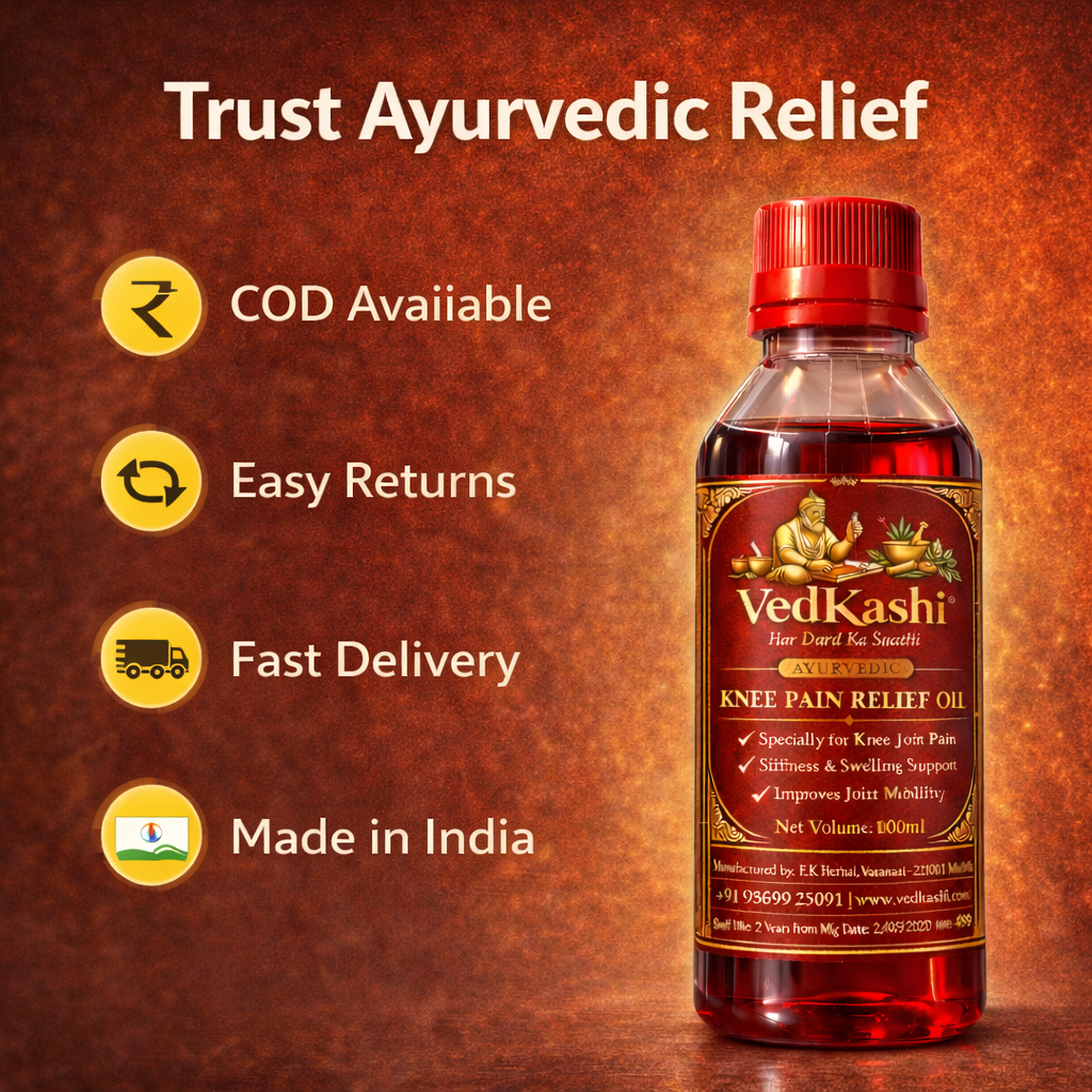 VedKashi Ayurvedic Knee Pain Relief Oil – Pack of 3 (100ml Each)